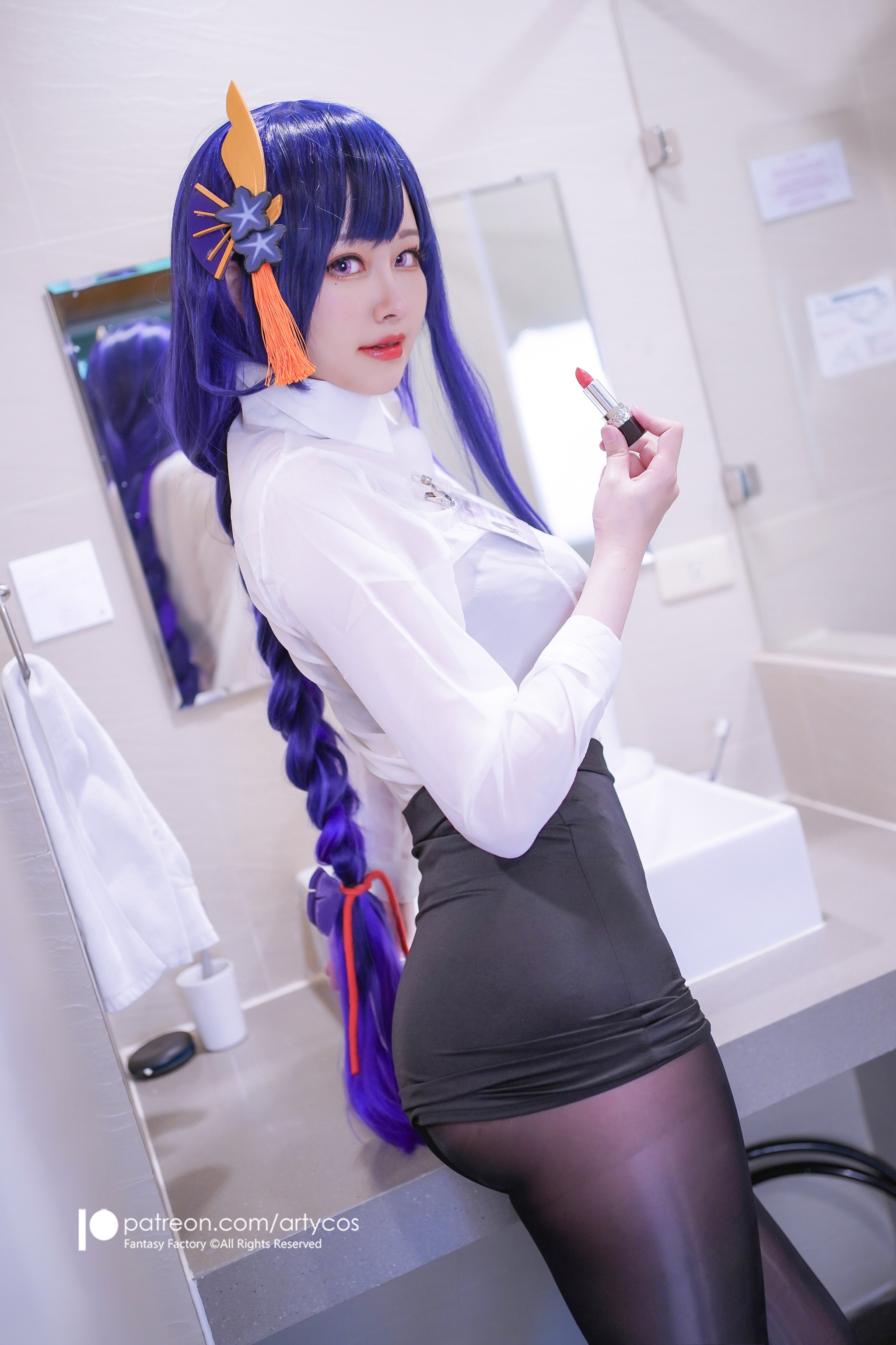 图片[1]-Arty亚缇 – NO.053 Raiden Shogun Office Lady[43P]-XikXak